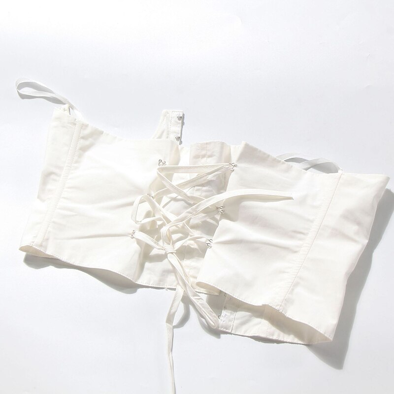 [EAM] Women White Big Size Bandage Pleated Shirt Dress Lapel Long Sleeve Loose Fit Tide Spring Summer 1T922