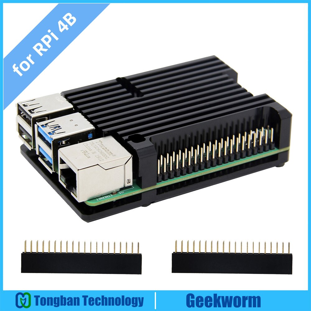Raspberry Pi 4 Armor Heatsink Case with Dual Fan, Raspberry Pi 4B Aluminum Alloy Passive Cooling Case for Raspberry Pi 4 Model B