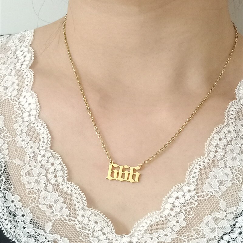 Minimalisme antal halskæder til kvinder gotiske smykker rustfrit stål 666 vedhæng venskabskæde bijoux
