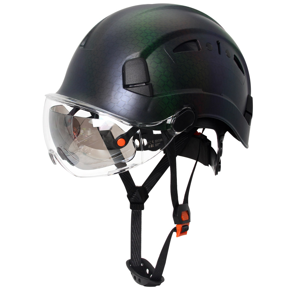 Construction Safety Helmet With Goggles Visor ABS Hard Hat Light ANSI Industrial Work Head Protection Rescue CR08