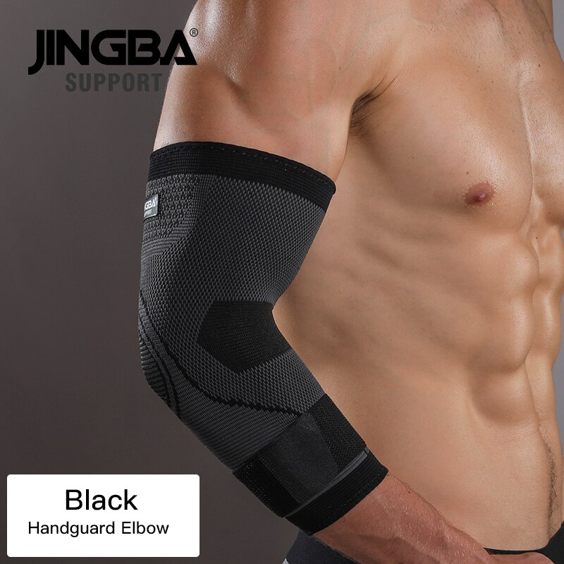 JINGBA UNTERSTÜTZUNG Neue 1PCS Nylon knie protector + armband Unterstützung + knöchel unterstützung + basketball knie pads Tennis badminton Klammer: Black Bandage Elbow