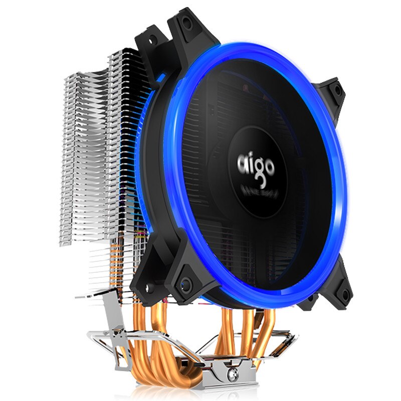 Aigo  e3 computerkasse cpu køler radiator aluminium 12v processor køler 4 heatpipes cpu køler køleventilator til intel  am2/am3/am4: Blå