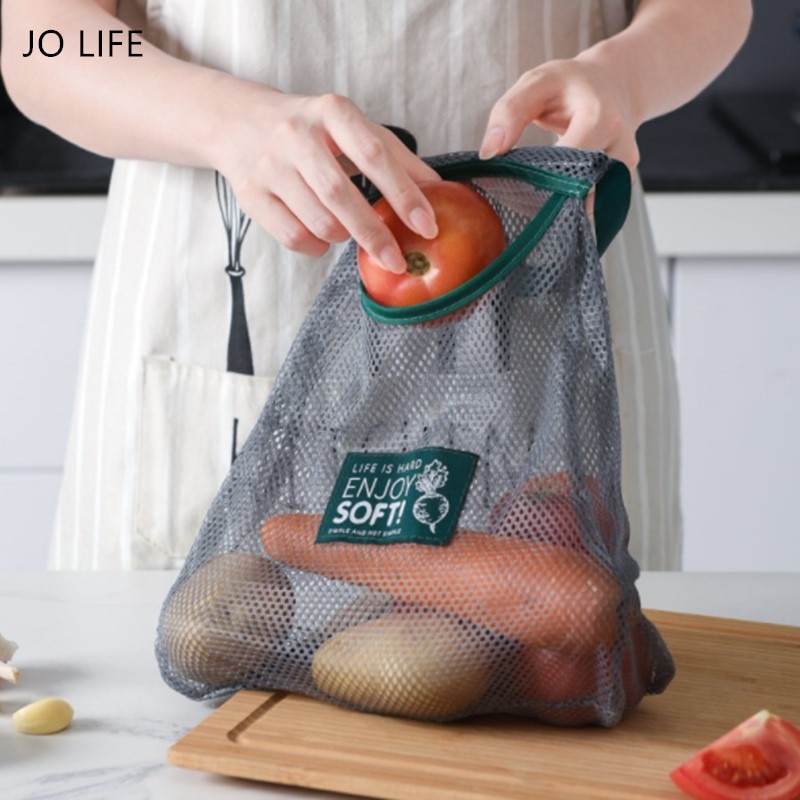 Jo Leven Keuken Plantaardige Ui Aardappel Opslag Opknoping Tas Holle Ademend Mesh Zak Herbruikbare Ecologie Shopping Tassen