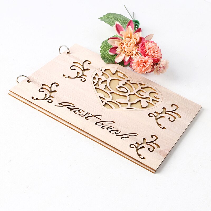 DIY Photo Book Wedding Signaure Wooden Heart Book Wedding Decoration Rustic Wedding Guestbook Party Favors: JM01636