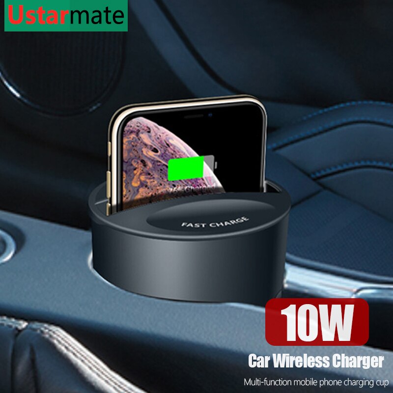 10w hurtig bil trådløs oplader kop til iphone 11 pro xs  xr 8 samsung  s20 s10 med usb-c type-c pc hurtig opladning trådløs oplader