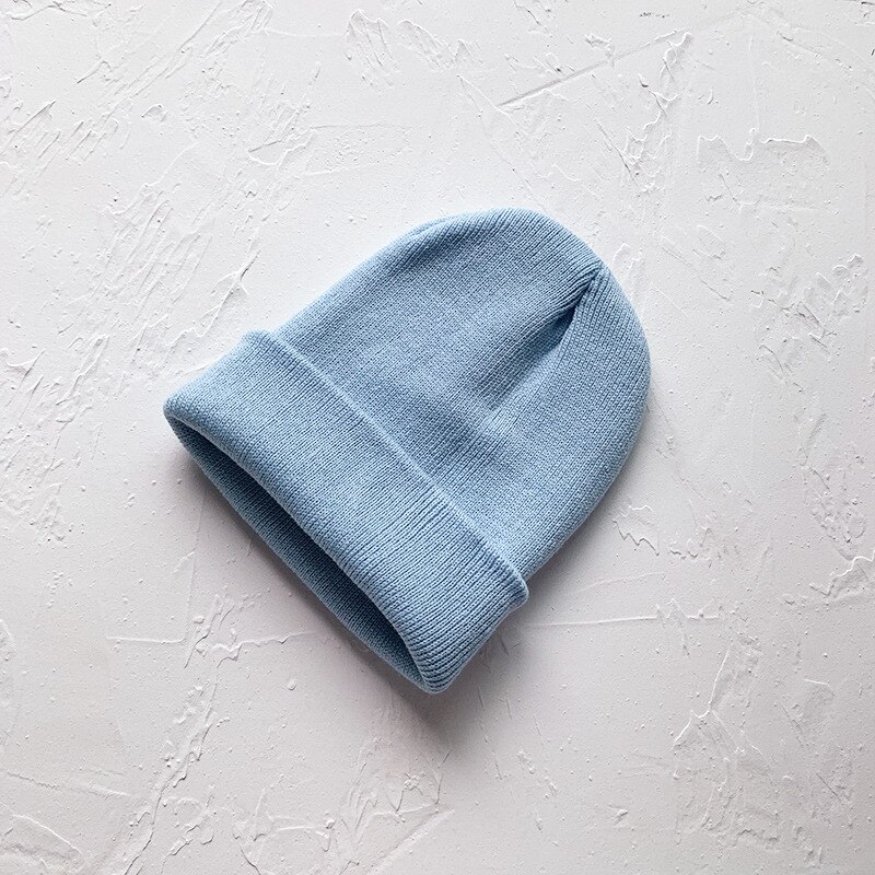 Stickad mössa för barn 1-8 år barn-vinter-varm mössa bebis pojkar huva barn muts bebis mössa шапка зимняя детская: Himmelsblå