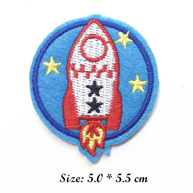 Rocket Flying saucer Space ship Patches Embroidered for Clothing DIY Stripes Applique Clothes Stickers Sewing Iron On Clothes: 9