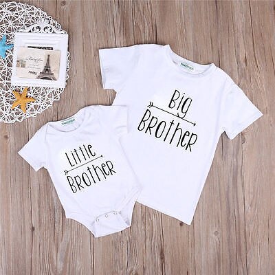 Baby Sommer knapp groß Bruder T-Shirt Kleinen Bruder Strampler Spitzen Kleidung Outfit: T-Shirt 2-3Y