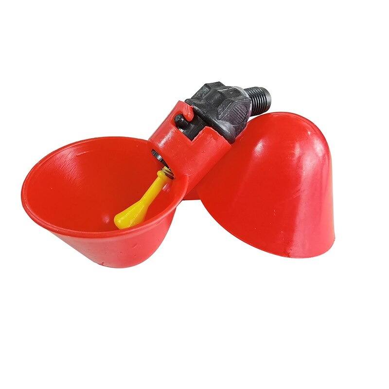 1 Pcs Red Automatic Quail Drinker Chicken Waterer Bowl With Yellow Nipple Farm Poultry Drinking Water System Farm suppli