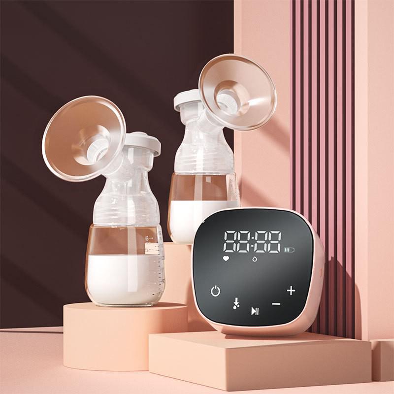 Tiralatte elettrico tiralatte bilaterale Silicone BPA LCD intelligente gratuito Touch Screen prolattina estrattore per latte madre: Pink plug in