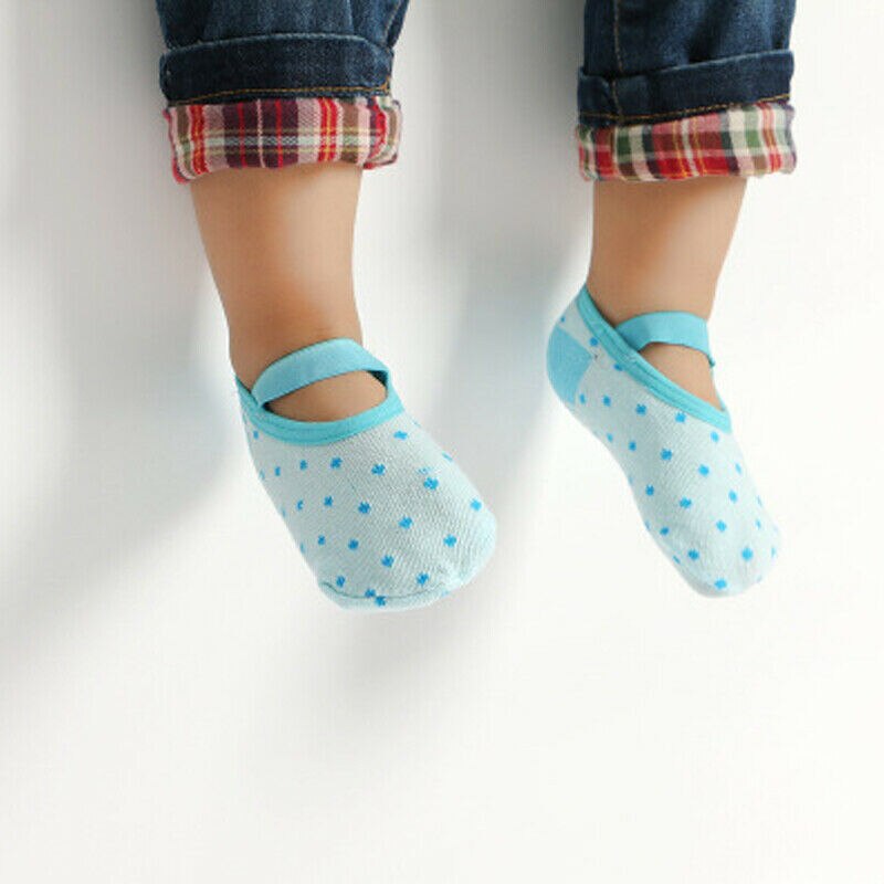 Baby Accessories Baby Girl Anti-slip Cotton Trim Socks Infant Toddler Newborn Elastic Band Dots Slipper Shoes Boots: Blue