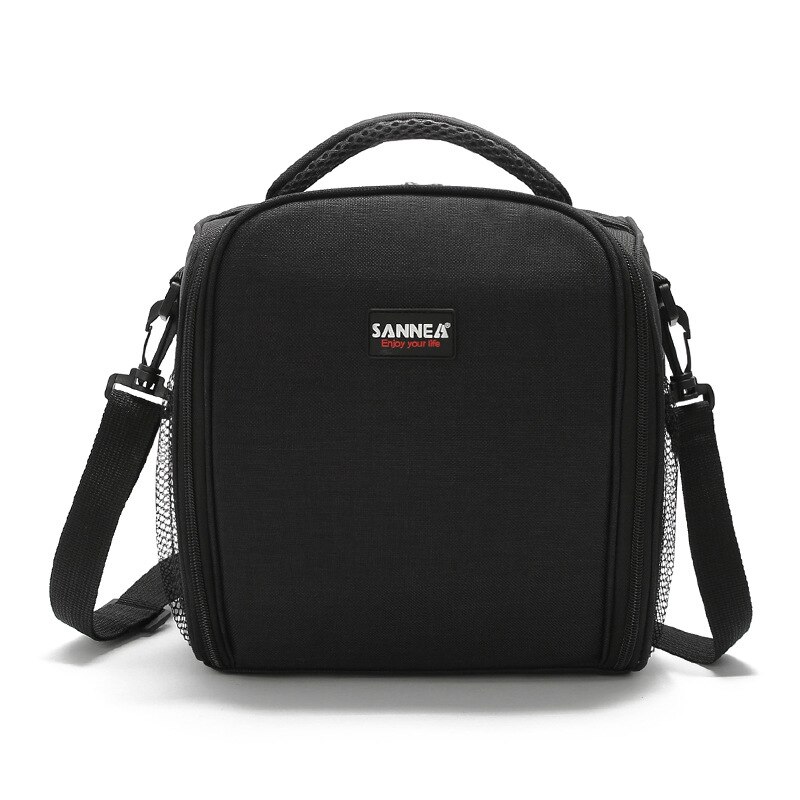 kühltasche faltbar lunchtasche Isolierte Mittagessen Tasche cool Tasche für Mittagessen Boxen Gestreiftes Wasserdichtes Gewebe Faltbare Picknick-Handtasche für Frauen, Erwachsene, Studenten und freundlicher: Schwarz