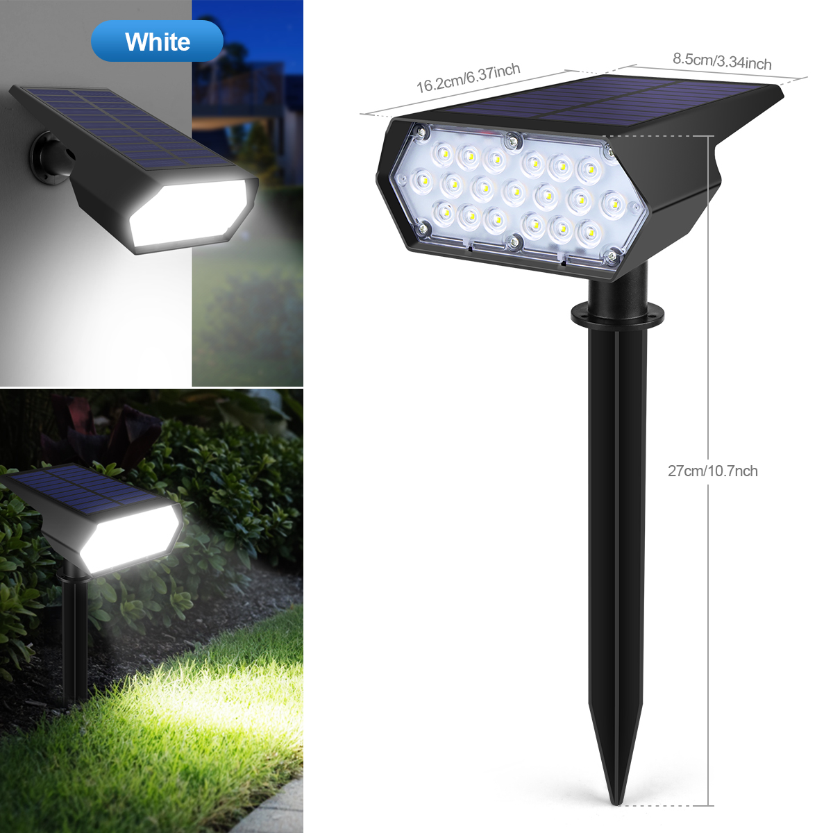 Solarstrahler für den Außenbereich, Garten, Weg, Rasen, Landschaft, wasserdicht, schnee-/hitzebeständig, Umweltschutz, Energieeinsparung: Blau / 6-10W