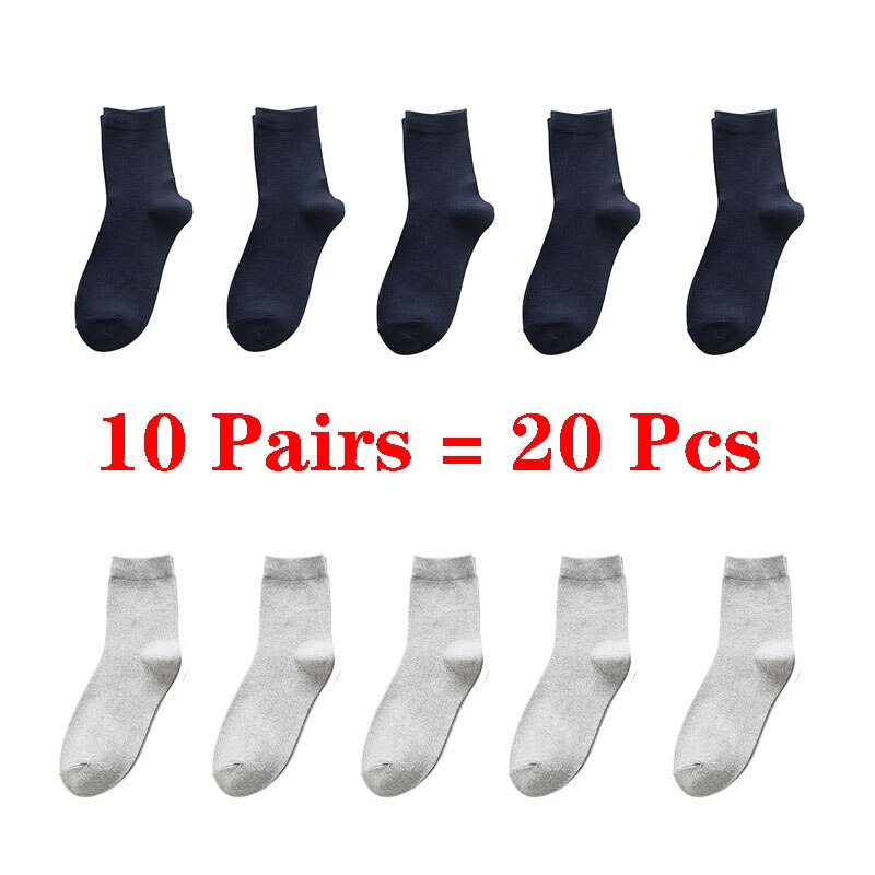 10 par= 20 stk business casual bomuld hvide sokker mænd forår efterår vinter ensfarvede crew sokker mandlige åndbare strømper meias: 13