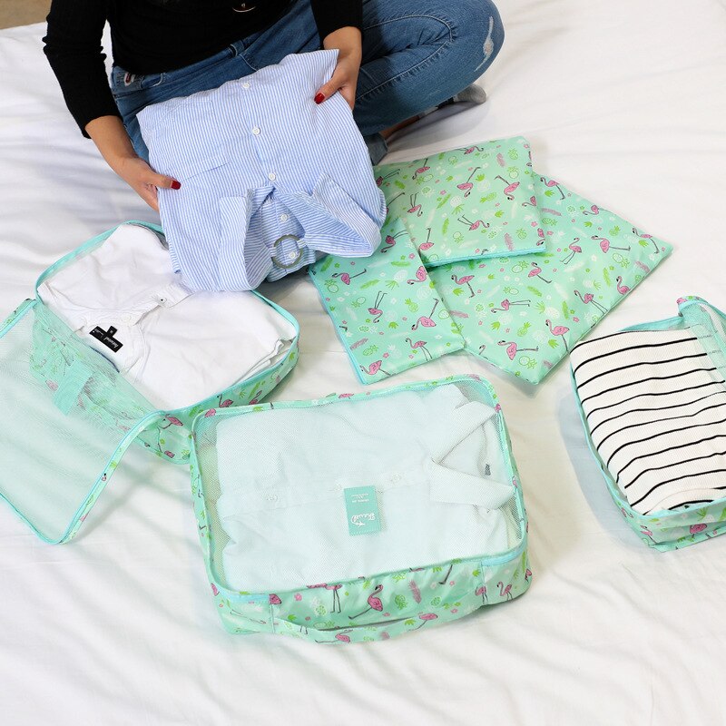 6P/ Oxford Cloth Travel Mesh Bag In Bag Luggage Organizer Packing Cube Organiser for Clothing