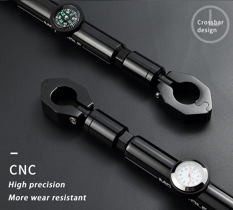 Multi-function motorcycle handlebar crossbar with clock/compass General motocross Aluminum alloy CNC balance handlebar crossbar