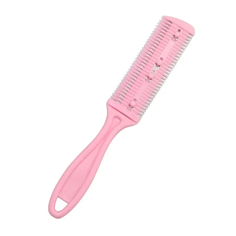 Barber Hair Cutting Comb Razor Blades Hair Trimmer Cutting Thinning Tools Hair Brush Barbershop Tools Hairs Salon Knife Comb: Pink