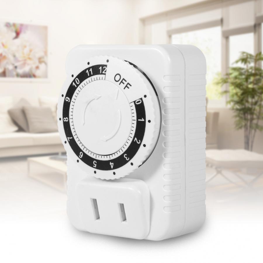 AC 220V 12 Hour Electrical Mechanical Timer Wall Plug Switch Digital Countdown Timer Socket White