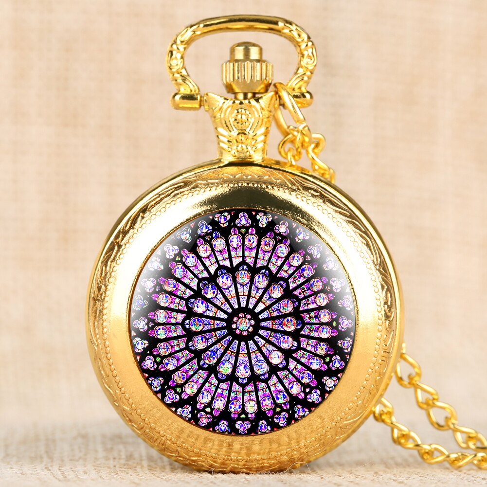Montre De poche en vitrail Rose, magnifique collier pendentif De la chapelle Notre-Dame De Paris, Souvenir