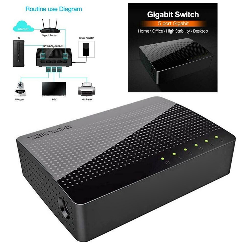 Adapter Network Switch LAN Home Multifunction Mini Hub Fast 5 Port Connection Heat Resistance Stable Ethernet Office