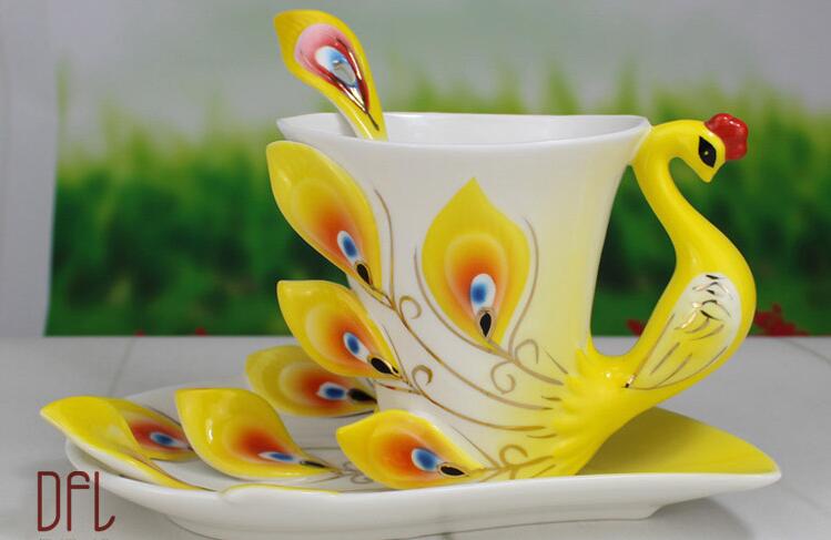 Big Peacock Coffee Cup Ceramic Mugs