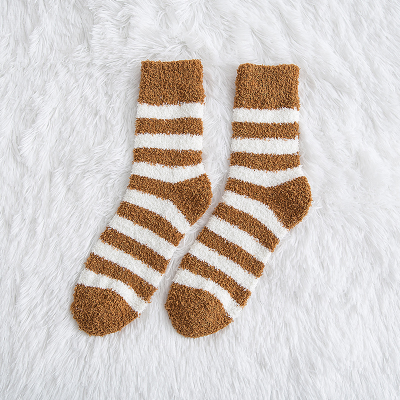 Meias listradas homem macio macio macio meias grossas coral veludo inverno quente casa piso interior terry toalha fuzzy sock masculino meias: 05