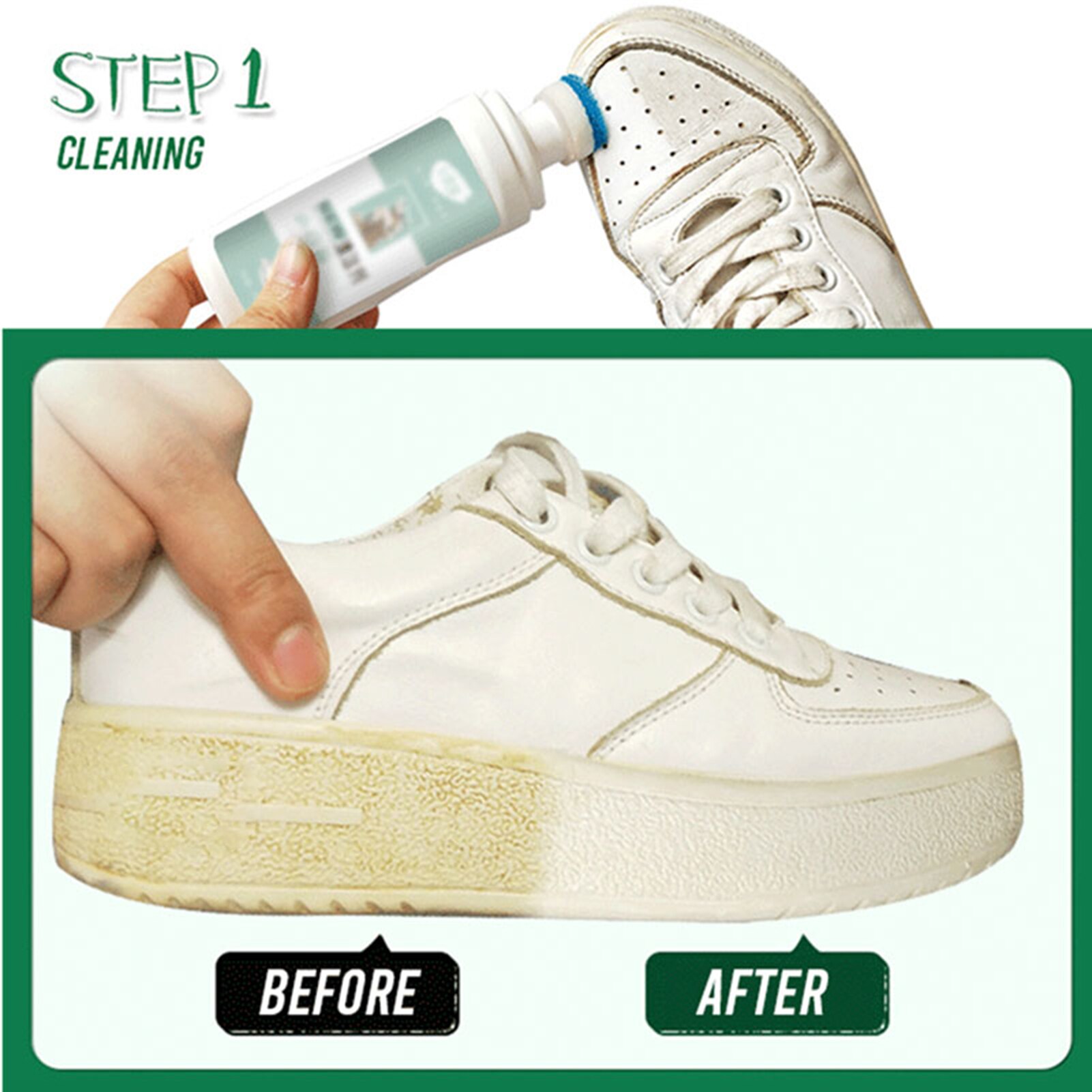 100ml White Shoes Cleaner Agent Whiten Refreshed Polish Cleaning Tool for Casual Leather Shoe Sneakers Dry Cleaning Brush Tool
