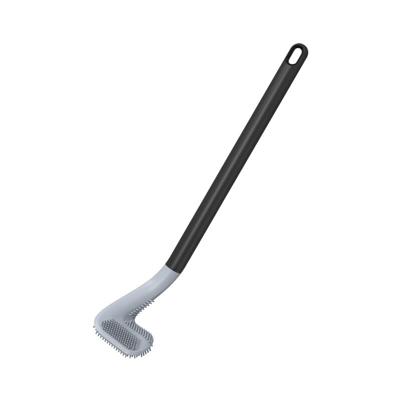 Brosse de toilette en caoutchouc souple, manche Long, en Silicone, pas de mort, nettoyage des toilettes, séchage rapide, accessoires de salle de bains: Black A