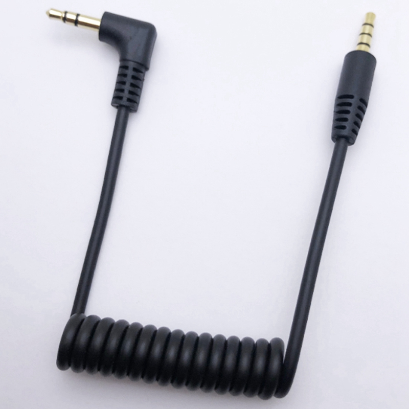 Câble Microphone TRS Vers TRRS 3.5mm Angle Droit - Compatible Rode VideoMic, VideoMicro Go - Remplacement SC7 - Noir