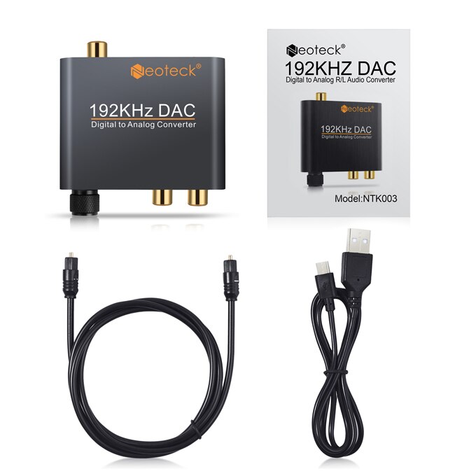 Neoteck 192Khz DAC Coaxial Optical To Analog RCA R/L Audio 3.5mm Jack DAC Audio Decoder With Volume Control Converter For DVD: Default Title