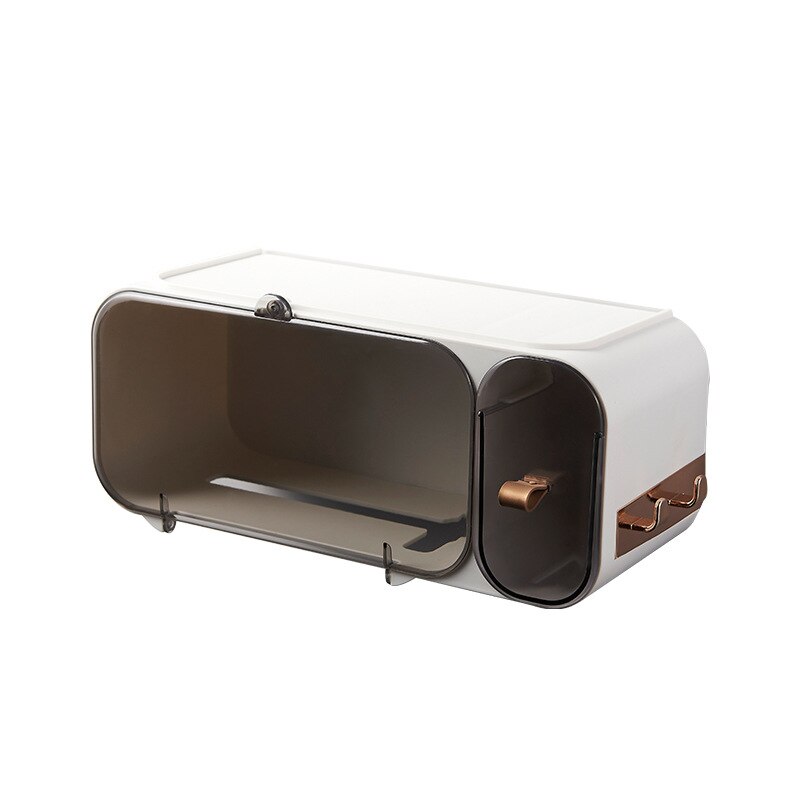 Portable Toilet Paper Holder Waterproof Bathroom Toilet Paper Holder Wall-mounted Tissue Box Organizer Bathroom Accessories: Elfenbein