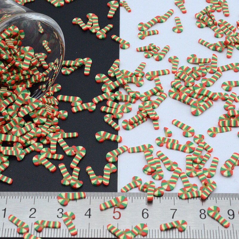 100 G/partij Polymeer Klei Kerst Riet Sprinkles Mooie Confetti Voor Ambachten Maken, Diy: 10mm 100g