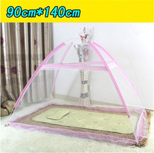 Opvouwbaar peuterbedje klamboe kinder baby baby veilig klamboe kinderbedje box speeltent blauw roze kleur: 90 x 140 roze