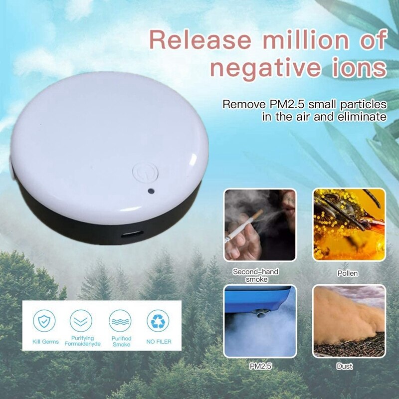 Personal Wearable Air Purifier Necklace Mini Portable Air Freshner Ionizer Negative Ion Generator for Travel