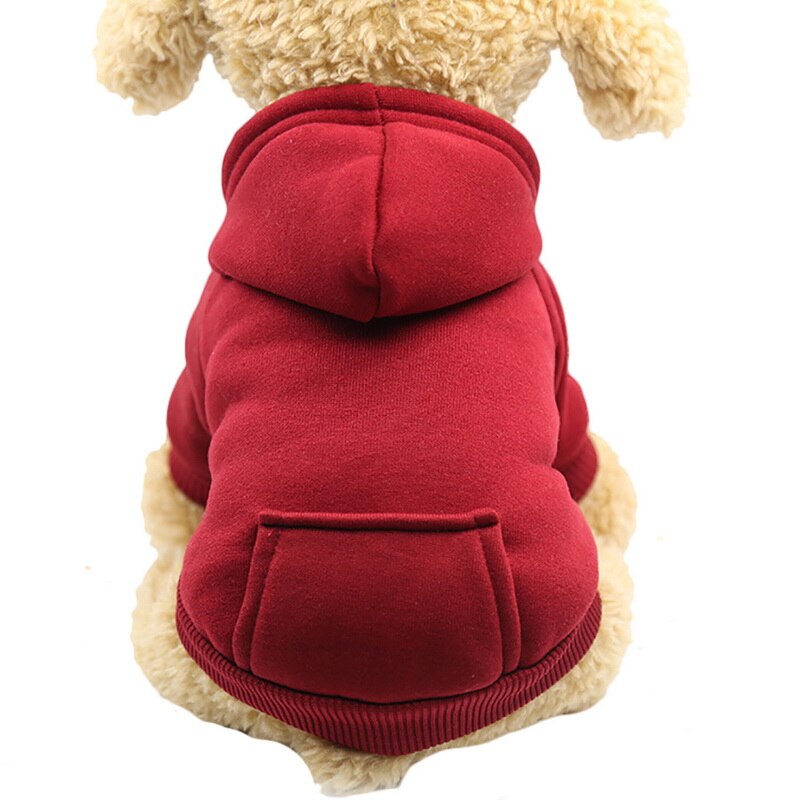 PAPASGIX Antumn Winter Cotton Pet Dog Sweatshirt Sports Warm Pet Wind Hooded Coat Jacket Clothes Pet Costumes For Small Dogs: wine red / L