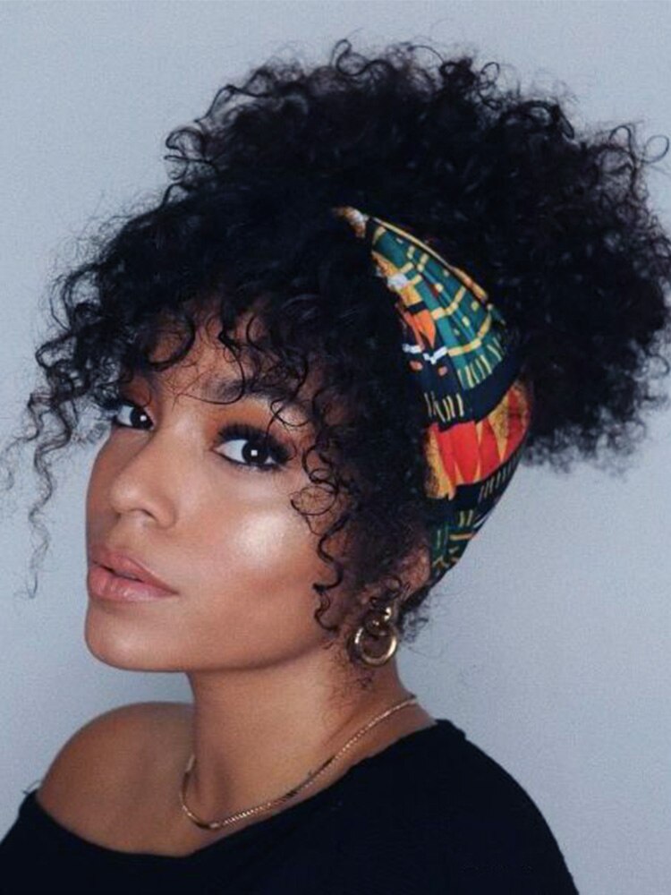 HOUYAN Women's African bun with bangs high temperature and fluffy synthetic ponytail clipped to the hair extension