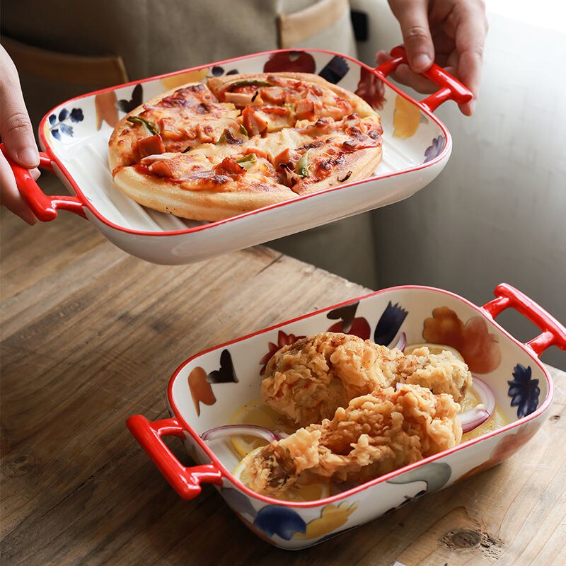 Vajilla de cerámica para horno microondas, juego de vajilla occidental de porcelana para cocina, cuenco de arroz al horno y queso al horno