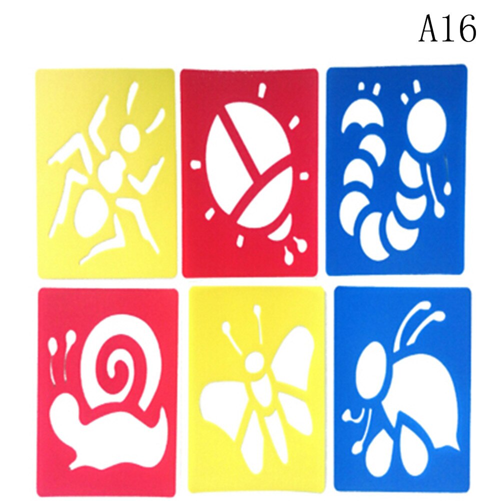 Bambini che imparano lo strumento di arte 6Pcs bambini Multi righelli di plastica a forma di pittura modello di disegno Stencil bambini giocattolo di disegno colorato: 16