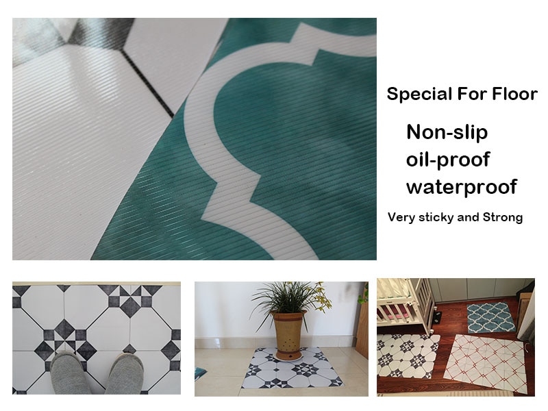 10pcs Waterproof Bathroom Livingroom Floor Tile Stickers Adhesive PVC Retro Sticker Non-Slip DIY Home Decor 10/15/20/30cm