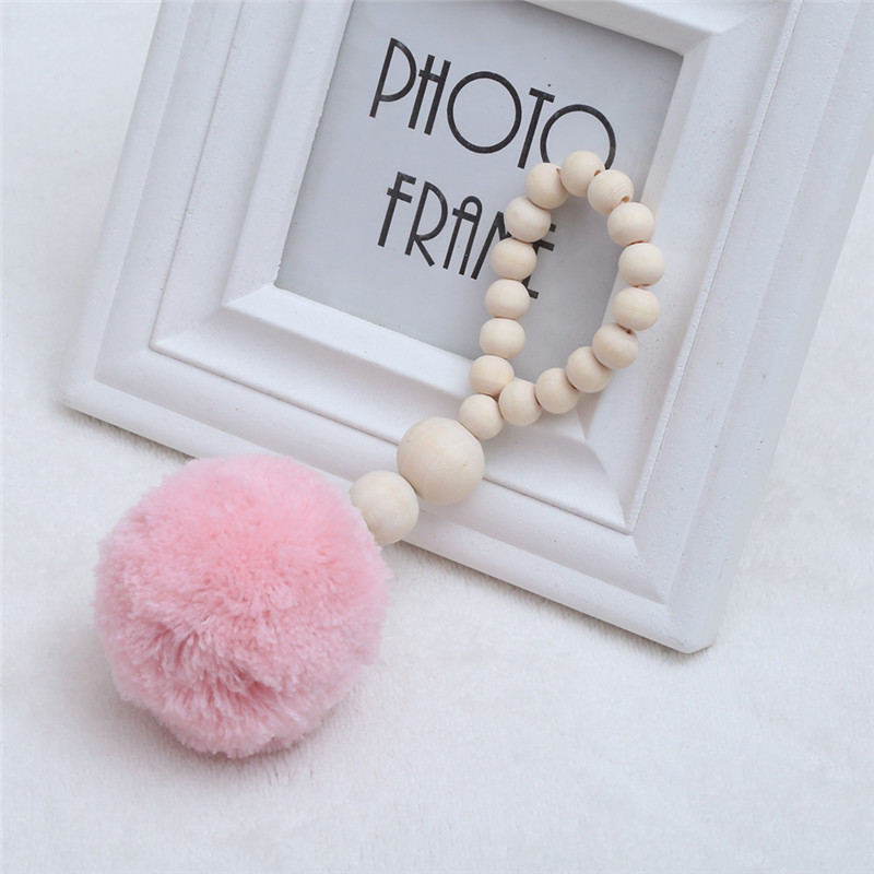 Träpärlor tofs boll krans vägghängande ornament ins nordisk stil barnrum dekorationer barnkammare baby tält fotografi rekvisita: H