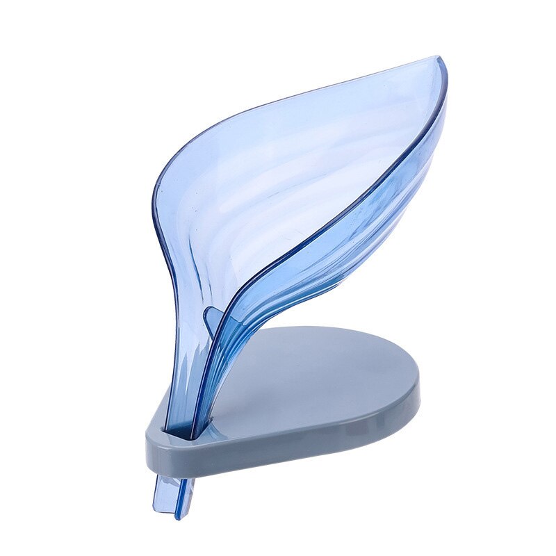 Style Leaf Shape Soap Box Sucker Soap Holder Dish Shelf Storage Plate Tray Case Rack Bathroom Supplies: Blue