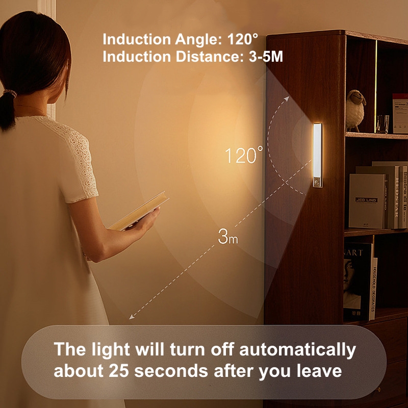 USB Oplaadbare PIR Bewegingssensor LED Barverlichting Dimbare Detector Nachtlampje Draagbare Inductie Kastlamp voor Keuken Kamer