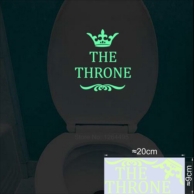 Tronen sjovt interessant toiletvægklistermærker lyser i det mørke tilbehør til dekoration af badeværelset hjemindretning lysende klistermærke: Yg