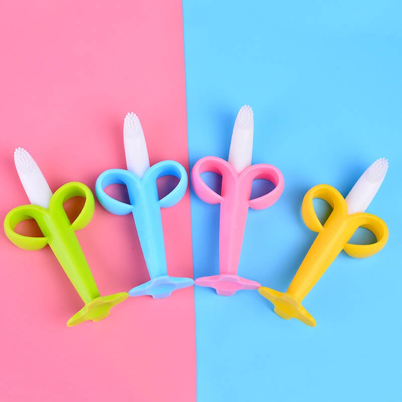 1Pcs Baby Stereo Banaan Gum Molaire Stok Leuke Cartoon Banaan Vorm Baby Bijtring Molaire Sticker Veiligheid Baby Tandenborstel