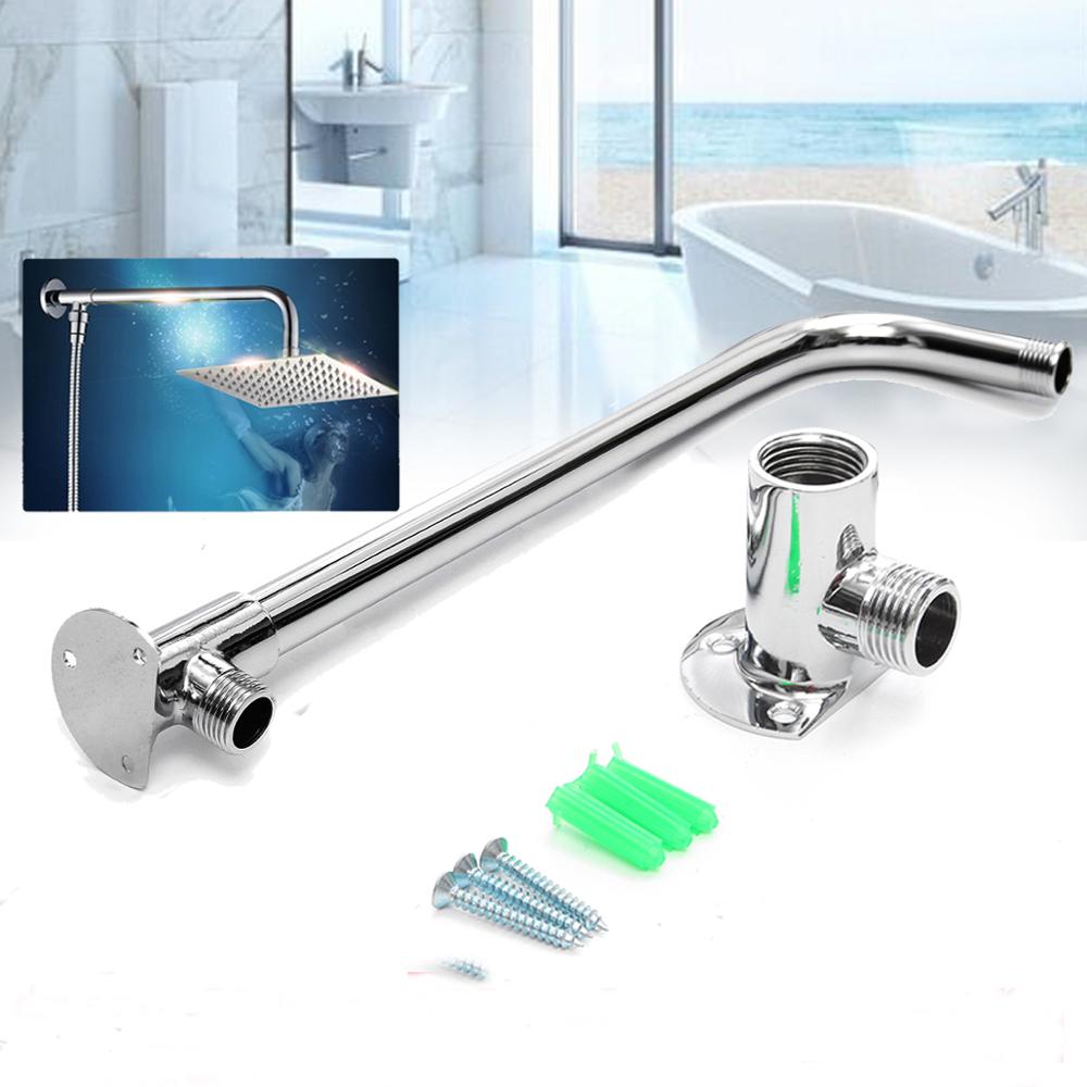 Stainless Steel Solid Brass Chrome Bottom Entry Hose Wall Mounted Shower Head Pipe Bathroom Rain Shower Head Extension Arm Pipe