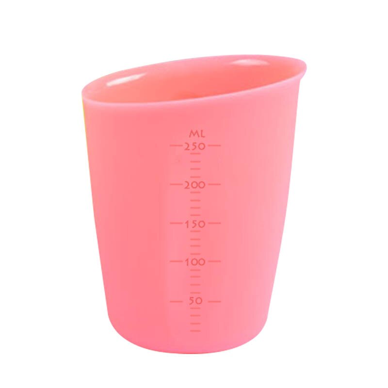 Visual Cooking Accessories Double-scale 250ML Measuring Cup Silicone Semi-permeable Food Grade Kitchen Measuring Tools: Pink
