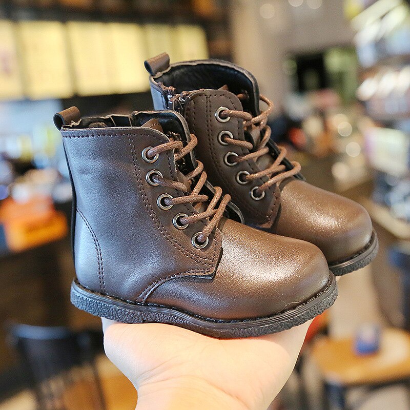 Children Boots Boys Waterproof Sneakers Kids PU Leather Autumn Boots Girls Vintage Martin Boots Baby Toddler Shoes