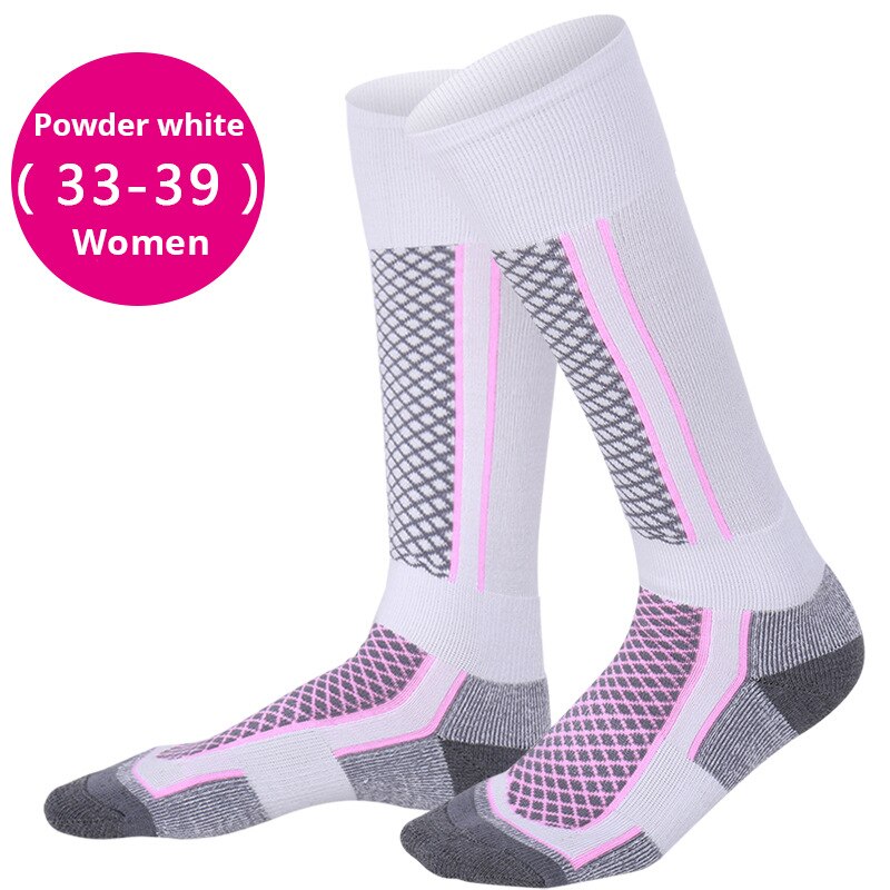 1pair Mounchain Women/Man/Kids Winter Ski Snow Towel Socks Thermal Long Cycling Camping Hiking Walking Free Size Sports Socks: Female pink white
