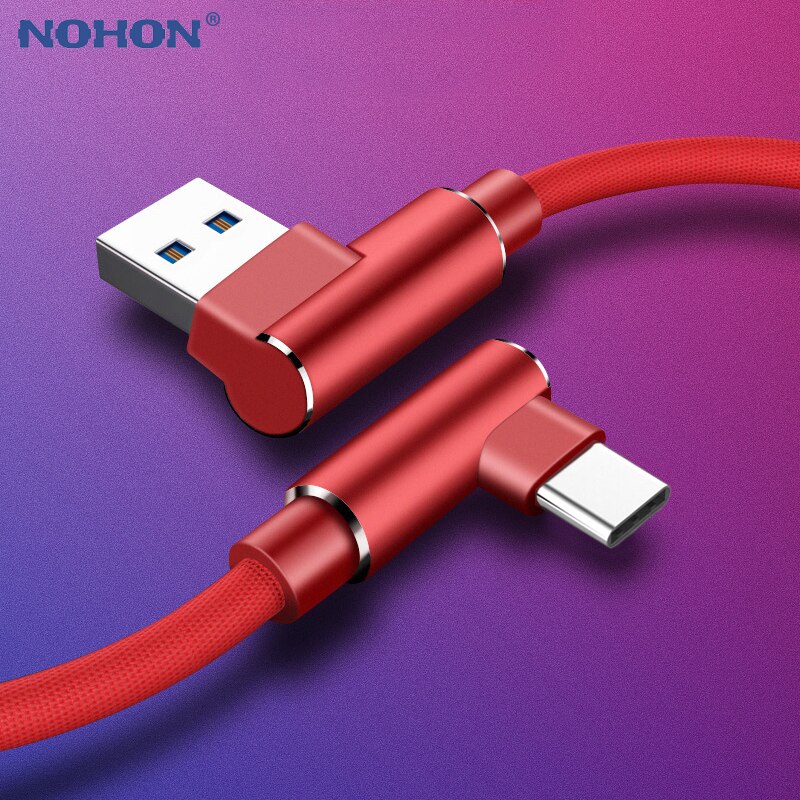 3m USB Type C Cable for Samsung S10 S20 3A Fast Charging Cord 90 Degree Type-c Wire USB C Charger Cable For Huawei P30 P40 Pro