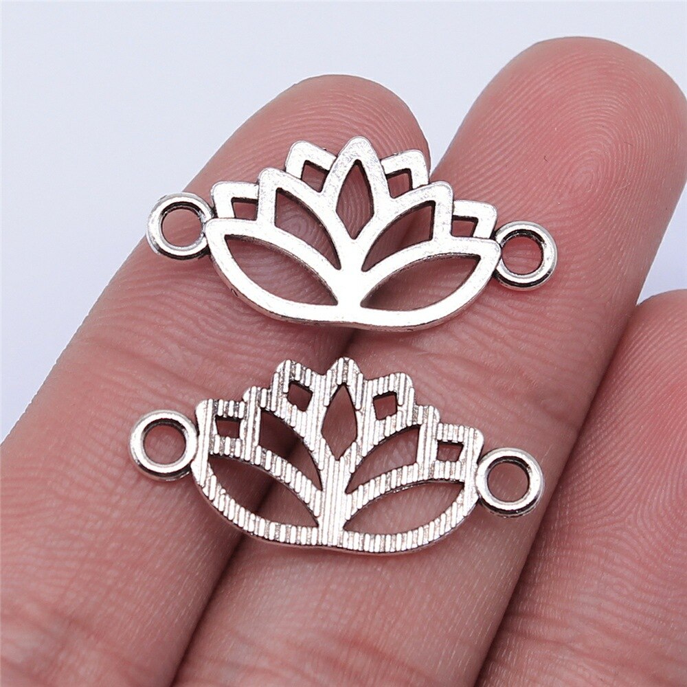 20 piezas cabeza de flor de loto meditación colgantes de Yoga para fabricación de joyería DIY artesanía hecha a mano: PLATEADO